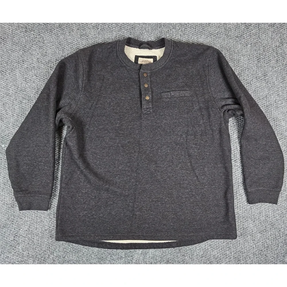 Katahdin Iron Works Henely Waffle Shirt Men's Gray Sherpa Lined Pullover XXL‎